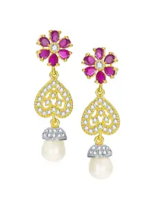 aadita Women Pack Of 4 White & Purple Contemporary Gold Plated Drop Earrings