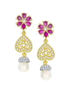 aadita White & Gold-Plated Set of 4 Contemporary Drop Earrings