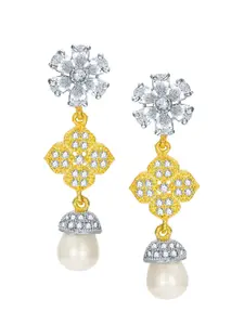 aadita White & Gold-Toned Set of 4 Contemporary Drop Earrings