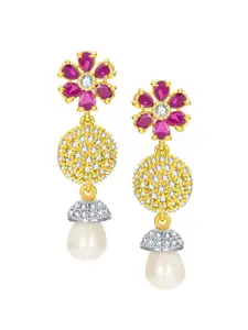 aadita White & Gold-Toned Set of 4 Contemporary Drop Earrings