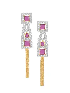 aadita Pink & Gold-Plated Set of 4 Contemporary Drop Earrings