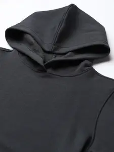 Xpose Women Grey Solid Hooded Wool Sweatshirt