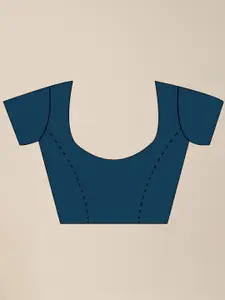 MS RETAIL Blue & Gold-Toned Floral Embroidered Net Heavy Work Saree