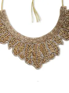 Binnis Wardrobe White & Gold-Toned Brass Gold-Plated Necklace