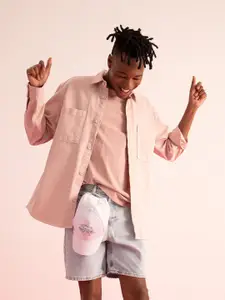 DeFacto Men Pink Striped Cotton Casual Shirt