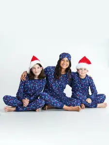 mackly Women Navy Blue & Blue Printed Night suit