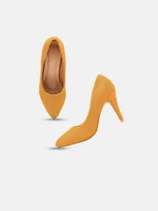 DressBerry Women Yellow Textured Pumps