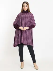 KEIKO Women Purple Striped Shrug