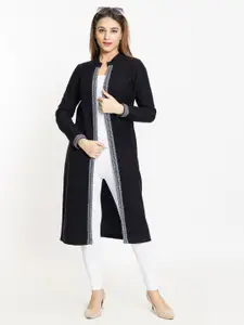 KEIKO Women Black & White Printed Shrug