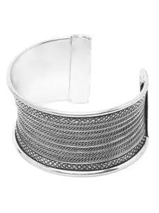 YouBella Women Silver-Plated Oxidised Cuff Bracelet