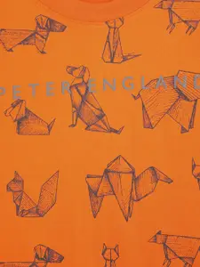 Peter England Boys Orange Printed Sweatshirt