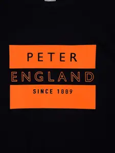 Peter England Boys Navy Blue Printed Pure Cotton Sweatshirt