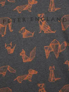 Peter England Boys Grey Printed Pure Cotton Sweatshirt