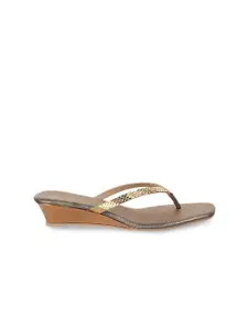 Mochi Gold-Toned Wedge Open Toe Heels