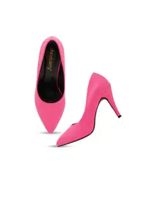DressBerry Pink Textured Pumps Heels