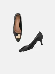 DressBerry Women Black PU Kitten Pumps