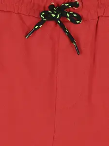 Peter England Boys Red Typography Printed Shorts