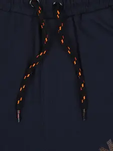 Peter England Boys Navy Blue Typography Printed Shorts