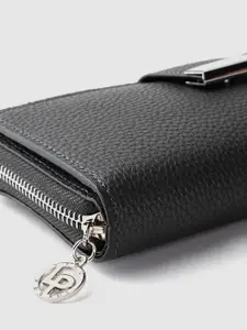 Lino Perros Women Black Two Fold Wallet