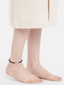 Zavya Black & Silver-Plated Silver Anklet