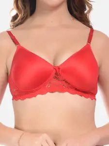 FIMS Purple & Red Pack of 3 Cotton Lightly Padded Bra