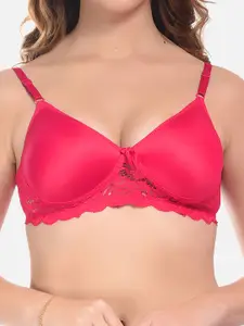 FIMS Black & Pink Pack of 4 Cotton Solid Lightly Padded Bra