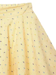 UNDER FOURTEEN ONLY Girls Yellow  Printed Pure Cotton Flared Skirt