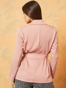 Styli Women Pink Double-Breasted Blazer