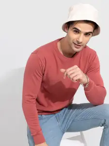 Snitch Men Red Cotton Pullover Sweater