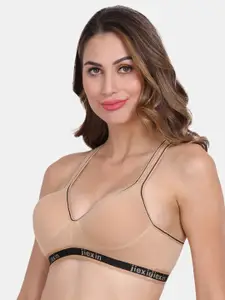 Amour Secret Beige & Black Lightly Padded Sports Bra