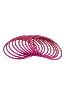 Efulgenz Set Of 24 Pink Solid Bangles