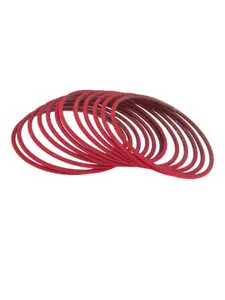 Efulgenz Set Of 24 Pink Solid Bangles