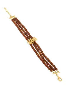 Dare by Voylla Men Gold-Toned & Brown Brass Gold-Plated Link Bracelet