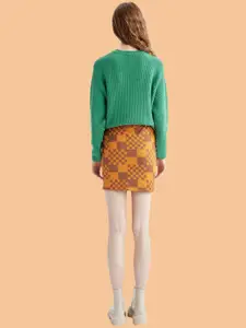 DeFacto Women Brown Printed Mini Pencil Skirts