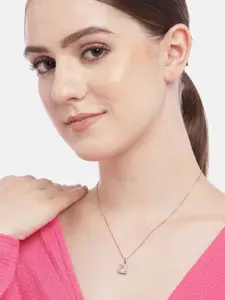 Zavya 92.5 Sterling Silver Gold-Toned Rose Gold-Plated Chain With Pendant