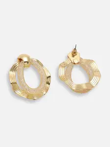 SOHI Women Gold-Plated Geometric Drop Earrings