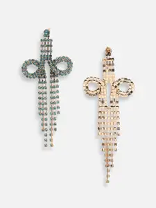 SOHI Blue & Gold Plated Contemporary Drop Earrings