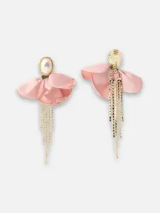 SOHI Women Pink Gold Plated Contemporary Drop Earrings