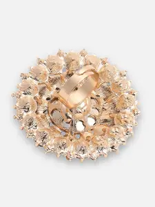 SOHI Gold-Plated Blue Stone-Studded Adjustable Finger Ring