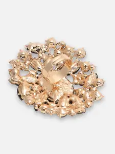 SOHI Gold-Plated Black Stone Studded Ring