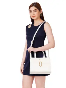 Lavie White Textured Structured Satchel