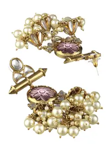 Priyaasi Gold-Plated & Pink Contemporary Jhumkas Earrings