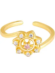 GIVA Women 92.5 sterling Silver & White Gold-Plated CZ -Studded Adjustable Finger Ring