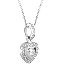 GIVA White & 925 Sterling Silver Rhodium-Plated CZ-Studded Pendant With Chain