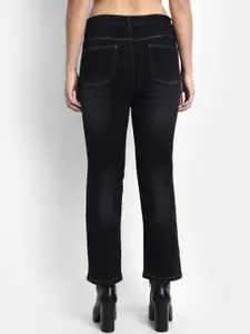 BROADSTAR Women Black Cotton Jean Straight Fit High-Rise Stretchable Jeans