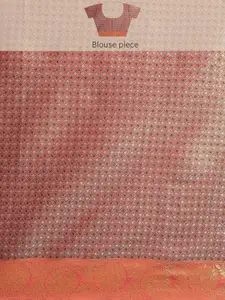 Silk Land Green & Orange Floral Zari Art Silk Kanjeevaram Saree