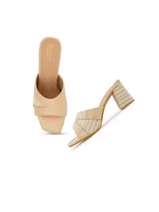 SCENTRA Beige Colourblocked Block Heels