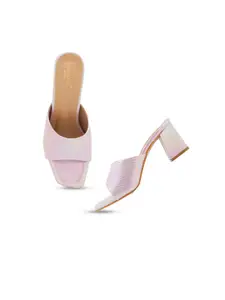 SCENTRA Purple Striped Block Mules Heels