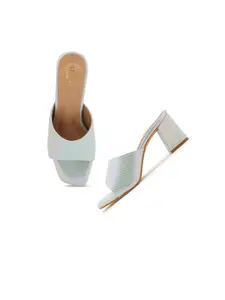 SCENTRA Women Blue Striped Block Heels