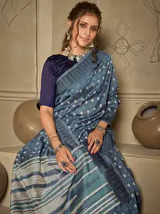 Saree mall Grey & Off White Floral Art Silk Banarasi Sarees